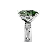 Solitaire Engagement Ring Setting for Fancy Green Oval Center with Channel Baguette Band and Prong Head in Platinum