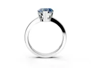 Solitaire Engagement Ring Setting for Fancy Blue Heart-Shaped Center with Plain Band and Flat Tab Prong Head in White Gold