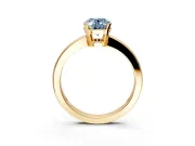 Solitaire Engagement Ring Setting for Fancy Blue Oval Center with Plain Band and Flat Tab Prong Head in Yellow Gold