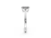 3 Stone Engagement Ring Setting for Emerald Cut Center with Low-Set Round Cut Accents and Prong Head in Sterling Silver