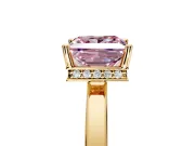Hidden Halo Engagement Ring Setting for Fancy Pink Princess Cut Center with Wide Flat Plain Band and Prong Head in Yellow Gold