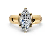 Tension Engagement Ring Setting for Marquise Center with Wide Flat Band and Tension Head in Yellow Gold