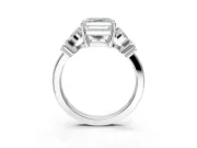 Floral Engagement Ring Setting for Princess Cut Center with Marquise Cluster Shoulders and Prong Head in Platinum
