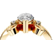 Solitaire Engagement Ring Setting for Marquise Center with Twisted Band and Scroll Prong Head in Yellow Gold