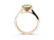 Solitaire Engagement Ring Setting for Fancy Yellow Asscher Cut Center with Tapered Shoulders and Prong Head in Rose Gold