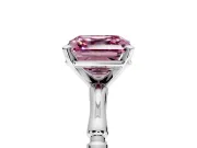 Solitaire Engagement Ring Setting for Fancy Pink Asscher Cut Center with Bamboo Band and Prong Head in White Gold