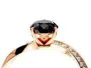 Side Accent Engagement Ring Setting for Fancy Black Pear-Shaped Center with Accent Shoulders and Prong Head in Rose Gold