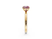 Low-Set Solitaire Engagement Ring Setting for Fancy Pink Cushion Cut Center with Thin Plain Band and Prong Head in Yellow Gold