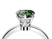 Solitaire Engagement Ring Setting for Fancy Green Heart-Shaped Center with Plain Band and Tulip Prong Head in Sterling Silver