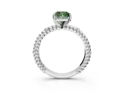 Rope Engagement Ring Setting for Fancy Green Cushion Cut Center with Accent Shoulders and Prong Head in Platinum