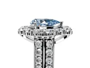 Large Accent Halo Engagement Ring Setting for Fancy Blue Pear-Shaped Center with Pave Split Shank and Prong Head in Sterling Silver