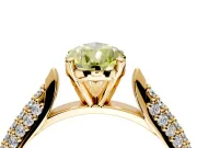 Solitaire Engagement Ring Setting for Fancy Yellow Pear-Shaped Center with Multi-Row Accents and Prong Head in Yellow Gold