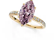 Solitaire Engagement Ring Setting for Fancy Pink Marquise Center with Fine Pave Band and Prong Head in Yellow Gold
