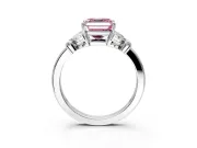 Solitaire Engagement Ring Setting for Fancy Pink Asscher Cut Center with Marquise Flower Shoulders and Prong Head in White Gold