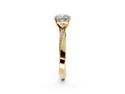 Side Accent Engagement Ring Setting for Cushion Cut Center with Accent Shoulders and Prong Head in Yellow Gold