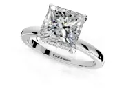Solitaire Engagement Ring Setting for Princess Cut Center with Fine Wire Band and Prong Head in White Gold