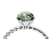 Solitaire Engagement Ring Setting for Fancy Green Marquise Center with Plain Twisted Rope Band and Prong Head in Sterling Silver