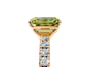 Solitaire Engagement Ring Setting for Fancy Yellow Emerald Cut Center with Large Accent Band and Prong Head in Rose Gold