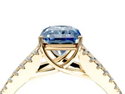 Solitaire Engagement Ring Setting for Fancy Blue Radiant Cut Center with Pave Split Shank and Prong Head in Yellow Gold