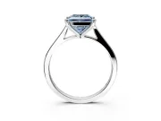 Solitaire Engagement Ring Setting for Fancy Blue Princess Cut Center with Tapered Shoulders and Prong Head in Sterling Silver