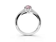 Solitaire Engagement Ring Setting for Fancy Pink Pear-Shaped Center with Reverse Tapered Band and Prong Head in Sterling Silver