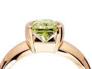 Tension Engagement Ring Setting for Fancy Yellow Radiant Cut Center with Wide Flat Band and Tension Head in Rose Gold