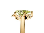 Floral Frame Engagement Ring Setting for Fancy Yellow Pear-Shaped Center with Accent Clusters and Prong Head in Yellow Gold