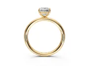 Low-Set Solitaire Engagement Ring Setting for Princess Cut Center with Thin Plain Band and Prong Head in Yellow Gold