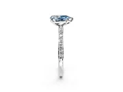 Solitaire Engagement Ring Setting for Fancy Blue Pear-Shaped Center with Pave Accents and Prong Head in Platinum