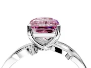 Solitaire Engagement Ring Setting for Fancy Pink Radiant Cut Center with Pave and Plain Crossover Band and Prong Head in Sterling Silver