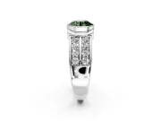 Bezel Engagement Ring Setting for Fancy Green Round Cut Center with Wide Channel-Set Band and Bezel Head in Platinum