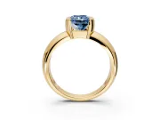 Tension Engagement Ring Setting for Fancy Blue Radiant Cut Center with Wide Flat Band and Tension Head in Yellow Gold