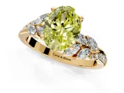 Solitaire Engagement Ring Setting for Fancy Yellow Oval Center with Marquise Accent Twist Band and Prong Head in Yellow Gold