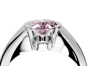 Tension Engagement Ring Setting for Fancy Pink Oval Center with Wide Tapered Band and Tension Head in Sterling Silver