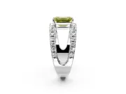 Solitaire Engagement Ring Setting for Fancy Yellow Emerald Cut Center with Wide-Open Split Shank and Prong Head in Platinum