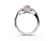 3 Stone Engagement Ring Setting for Fancy Pink Pear-Shaped Center with Large Pear-Shaped Accents and Prong Head in Sterling Silver