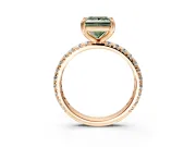Solitaire Engagement Ring Setting for Fancy Green Princess Cut Center with Shared-Prong Accents and Prong Head in Rose Gold