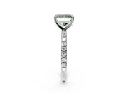 Solitaire Engagement Ring Setting for Fancy Green Radiant Cut Center with Micro Pave Band and Prong Head in White Gold