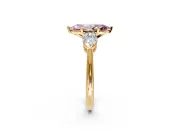 3 Stone Engagement Ring Setting for Fancy Pink Marquise Center with Large Pear-Shaped Accents and Prong Head in Yellow Gold