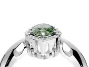 Halo Engagement Ring Setting for Fancy Green Marquise Center with Tapered Plain Band and Prong Head in White Gold
