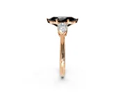 3 Stone Engagement Ring Setting for Fancy Black Marquise Center with Large Pear-Shaped Accents and Prong Head in Rose Gold