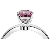 Solitaire Engagement Ring Setting for Fancy Pink Emerald Cut Center with Plain Band and Tulip Prong Head in Platinum