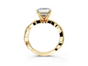 Solitaire Engagement Ring Setting for Asscher Cut Center with Twist Band and Bead Prong Head in Yellow Gold