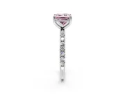 Solitaire Engagement Ring Setting for Fancy Pink Princess Cut Center with Micro Pave Band and Prong Head in Sterling Silver