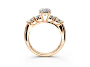 5 Stone Engagement Ring Setting for Oval Center with Graduated Accents and Prong Head in Rose Gold