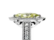 Milgrain Halo Engagement Ring Setting for Fancy Yellow Marquise Center with Pave Band and Prong Head in Platinum