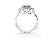 Halo Engagement Ring Setting for Princess Cut Center with Two-Strand Split Shank and Prong Head in Platinum