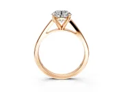 Solitaire Engagement Ring Setting for Round Cut Center with Tapered Split Shoulders and Prong Head in Rose Gold
