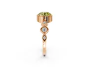 Vintage Station Engagement Ring Setting for Fancy Yellow Round Cut Center with Accents and Prong Head in Rose Gold