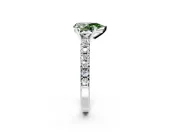 Solitaire Engagement Ring Setting for Fancy Green Pear-Shaped Center with Large Accents and Prong Head in Platinum